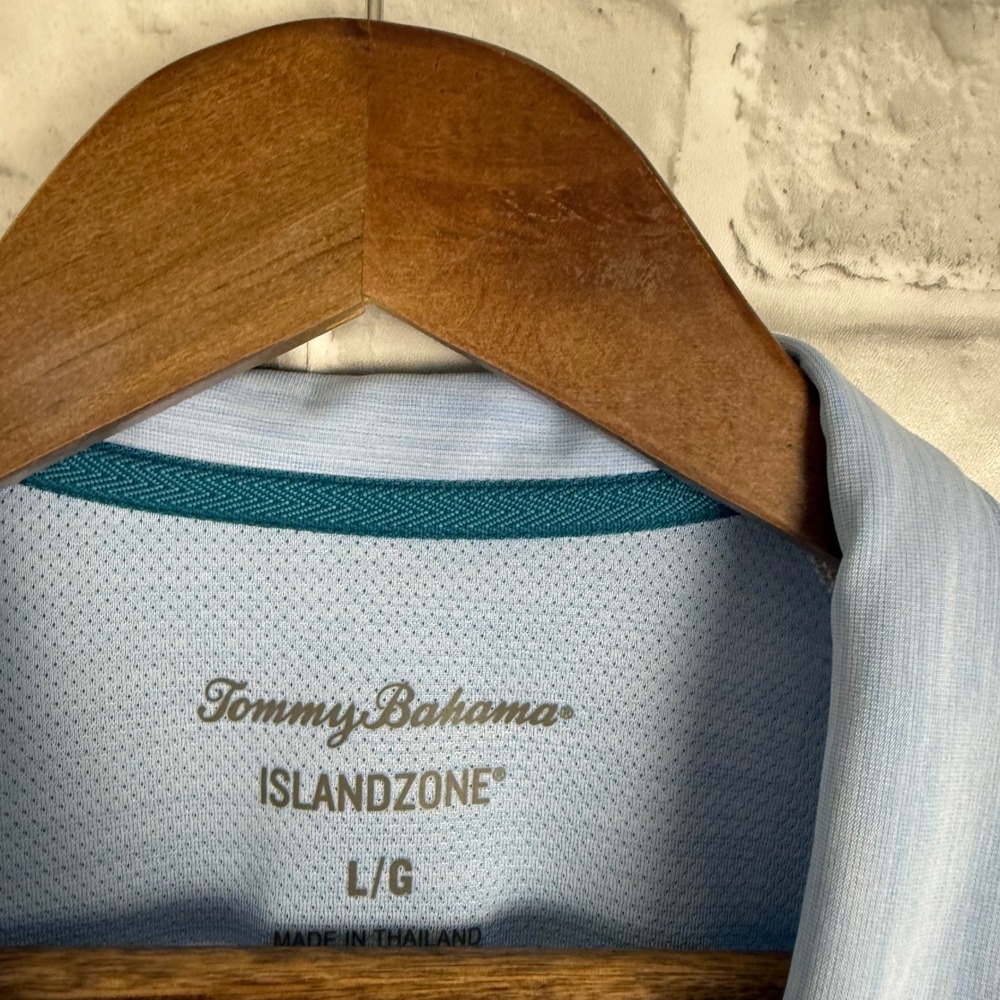 Tommy Bahama IslandZone Mens Large Light Blue Performance Quarter Zip Pullover - Picture 3 of 8